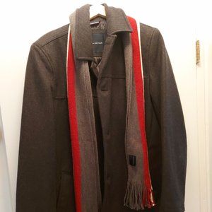 Tommy Hilfiger Wool Melton Walking Coat with Scarf